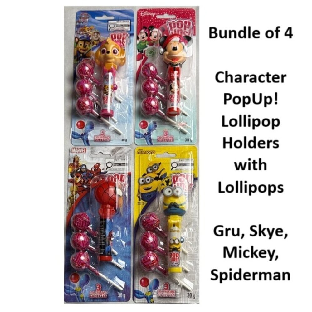 Christmas Price Drop - Pop Up! Lollipop Holders - Gru, Skye, Mickey, Spiderman